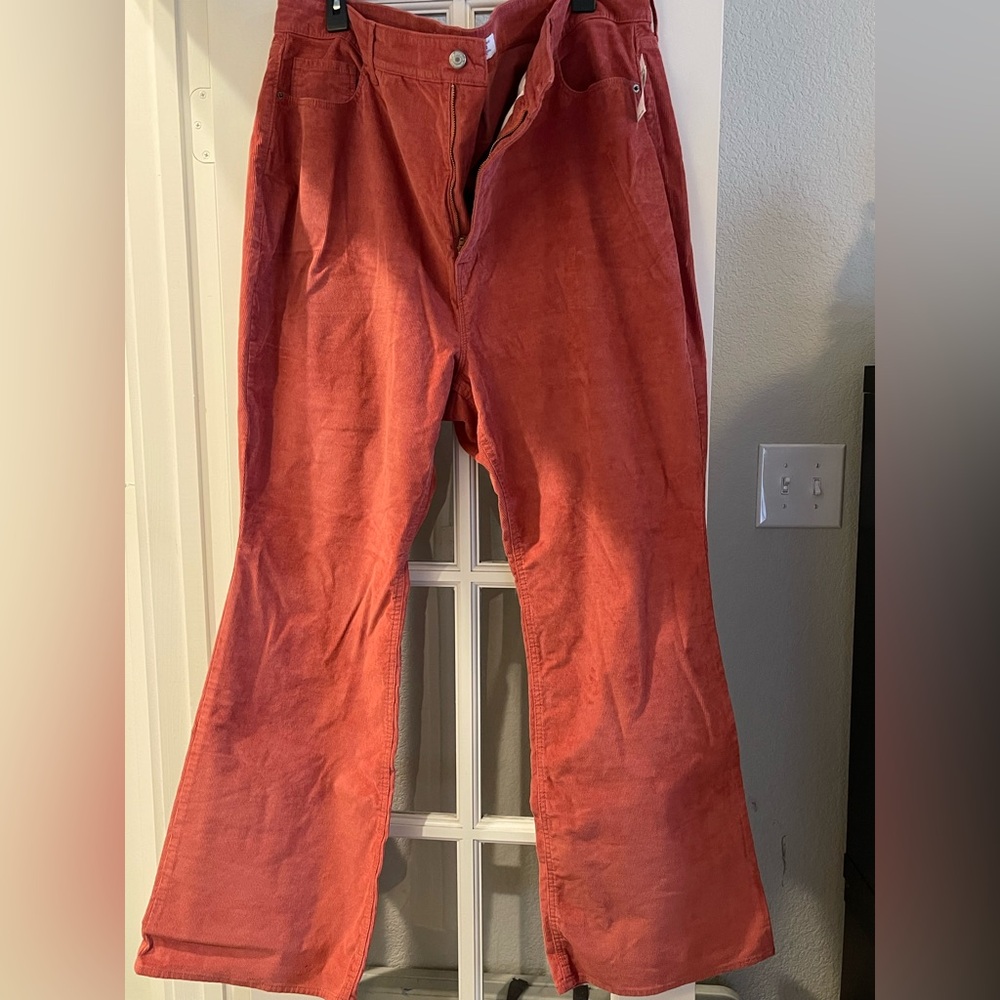 Old Navy Burnet Orange Corduroy Flare Pants